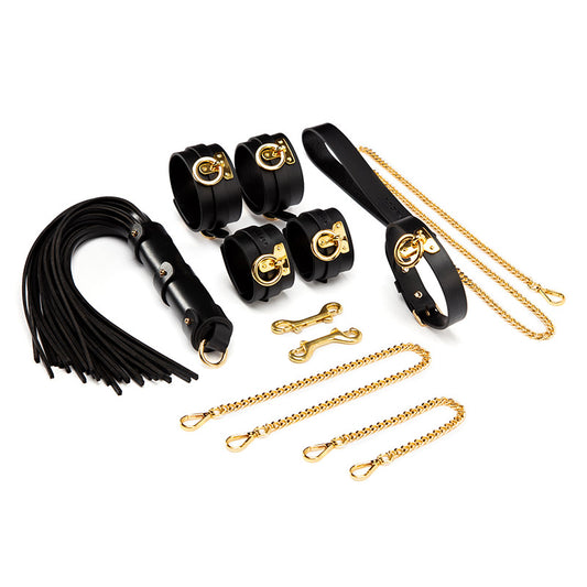 Classic O-Ring Choker Handcuffs Leather Set