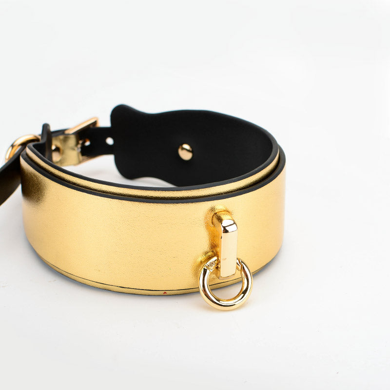 K8 Gold&Silver Collar Handcuffs Leather Set
